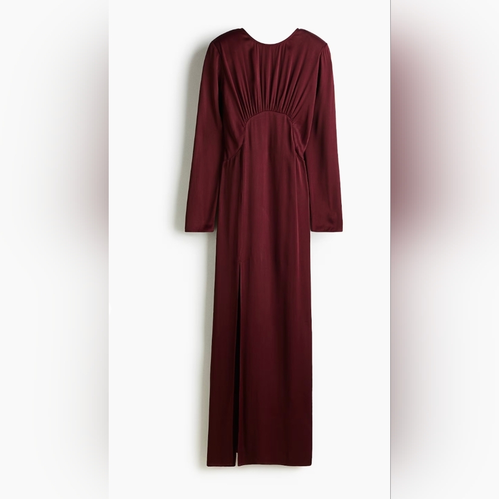 Sz XS New H&M Burgundy Low Back 2025 Dress 1316525001